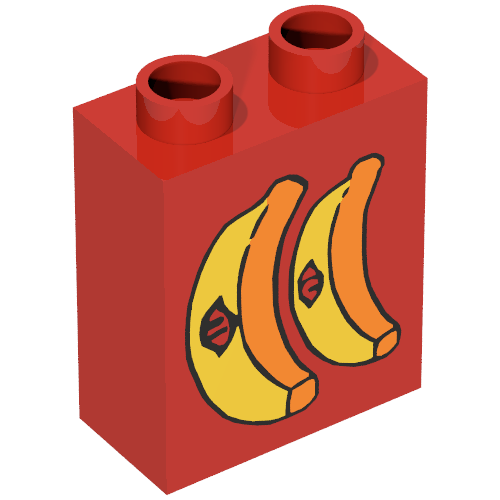 Duplo Brick 1 x 2 x 2 with Bananas with Stickers Print