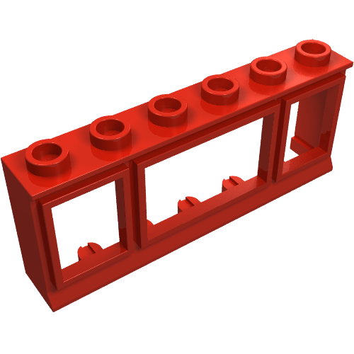 Window 1 x 6 x 2 3-Pane, without Glass for Slotted Bricks (645c)