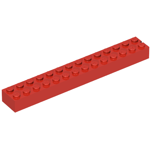 Brick 2 x 14 without Bottom Tubes, 1 End Slot
