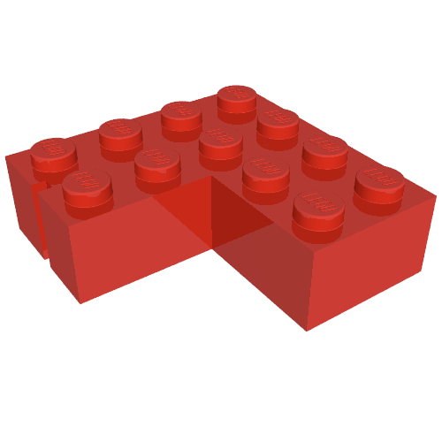Brick 4 x 4 Corner without Bottom Tubes, Slotted (with 1 slot, right side)