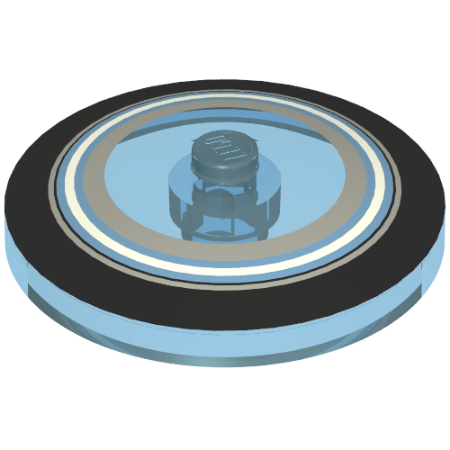 Dish 4 x 4 Inverted with Closed Stud [Radar] with Black, Light Blue, and Metallic Silver Circles Print
