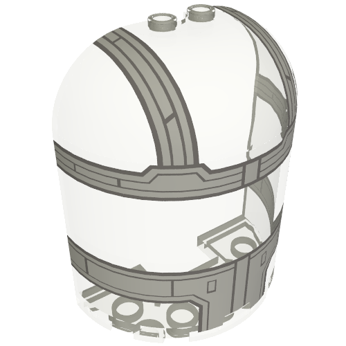 Image of part Cylinder Half 3 x 6 x 6 Closed on Top with 2 Studs with Cockpit Print (Razor Crest)