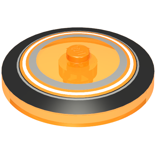 Dish 4 x 4 Inverted with Closed Stud [Radar] with Black, Orange, and Metallic Silver Circles Print