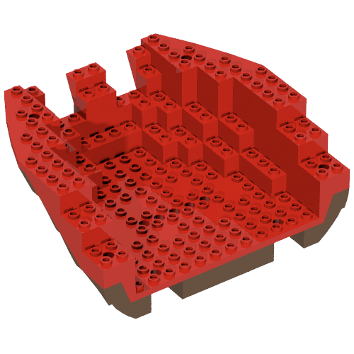 Boat Hull Section, Large Stern 14 x 16 x 5 1/3 with Red Top [Complete Assembly] (2559c02)