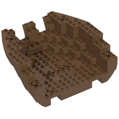 Boat Hull Section, Large Stern 14 x 16 x 5 1/3 with Brown Top [Complete Assembly] (2559c03)