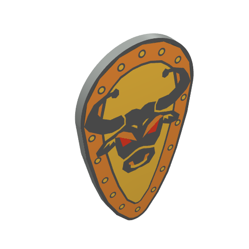 Minifig Shield Ovoid with Bull Head Print