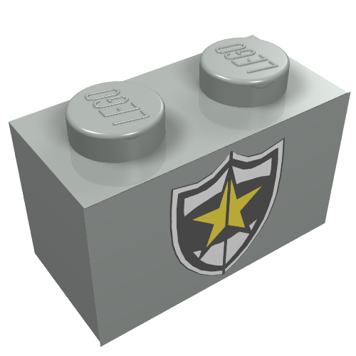 Brick 1 x 2 with Police Yellow Star Badge Print