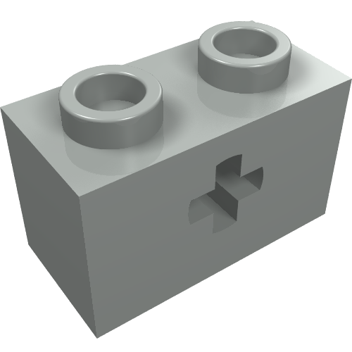 Technic Brick 1 x 2 with Axle Hole Type 1 [+ Opening] and Bottom Ridges