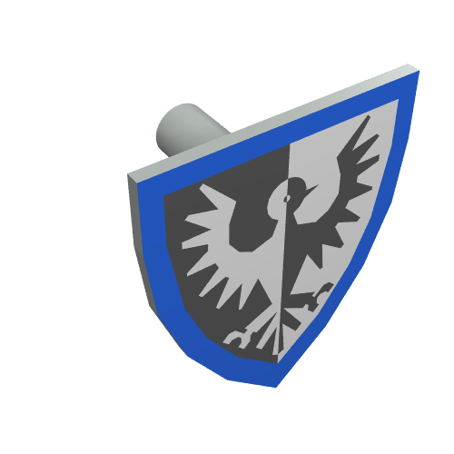 Minifig Shield Triangular with Black Falcon and Blue Border Print