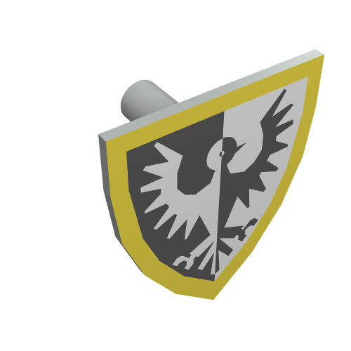 Minifig Shield Triangular with Black Falcon and Yellow Border Print