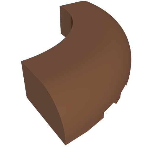 Brick Round Corner 5 x 5 x 1 Curved, Bottom Cut Outs, No Studs, 7 Bottom Tubes