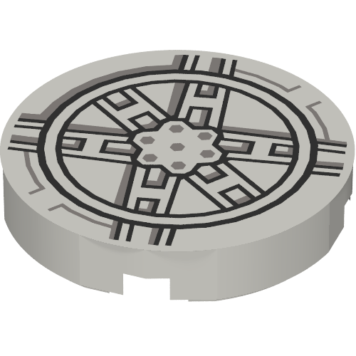 Image of part Tile Round 2 x 2 with Bottom Stud Holder with Tie Fighter Mechanical Print
