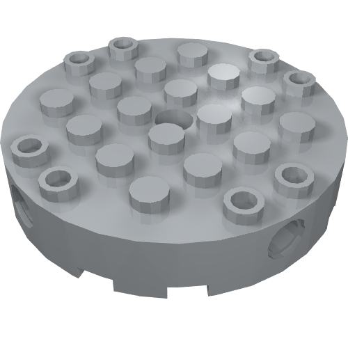 Brick Round 6 x 6 with 4 Side Pin Holes and Center Hole (18897)