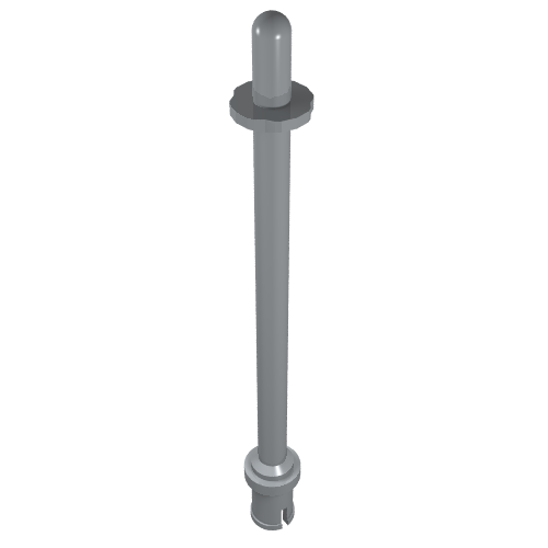 Bar 8L - Two Stop Rings / One  Pin, Technic Figure Ski Pole [Rounded End]