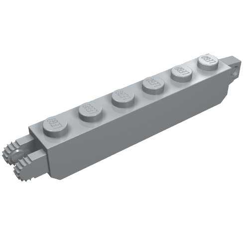 Hinge Brick 1 x 6 Locking with 1 Finger Vertical End and 2 Fingers Vertical End, 9 Teeth (30388)
