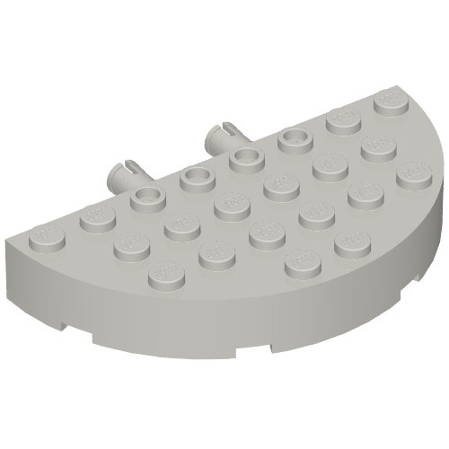 Brick Round Corner 4 x 8 Full Brick Double with 2 Fixed Rotatable Friction Pins [aka Boat Brick]