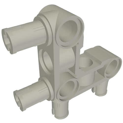 Technic Pin Connector Hub Perpendicular 3 x 3 Bent with 4 Pins (Pin Ridges Along Part) (49130)