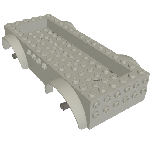 Vehicle Base 8 x 16 with Wheel Arches, Front and Side Studs, and 4 x 14 Recessed Studded Section, 5 Holes Light Bluish Gray