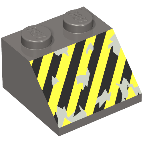 Slope 45° 2 x 2 with Black and Yellow Stripes Print