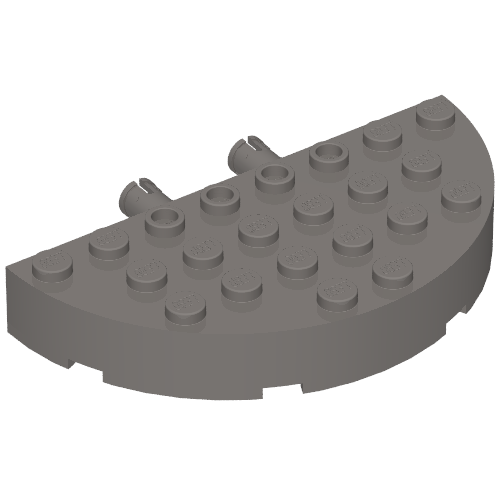 Brick Round Corner 4 x 8 Full Brick Double with 2 Fixed Rotatable Friction Pins [aka Boat Brick]
