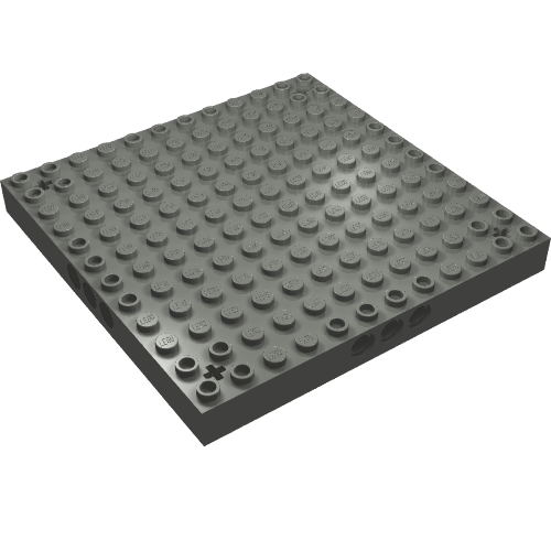 Brick Special 12 x 12 with 3 Pin Holes on Each Side and Axle Holes in Corners (52040)