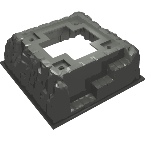 Baseplate Raised 16 x 16 No Studs with Cross Opening and 4 Holes (53588)