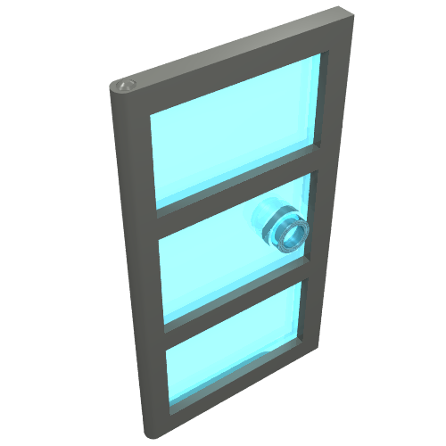 Door 1 x 4 x 6 with 3 Panes and Stud Handle with Trans-Light Blue Glass (60797c01)