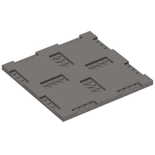 Plate Special 16 x 16 x 2/3 with Eight Recessed Edges with 1 x 4 Studs and Four Recessed Centers with 2 x 4 Studs (69958)