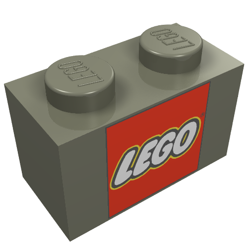 Brick 1 x 2 with LEGO Logo with Closed O Square Print