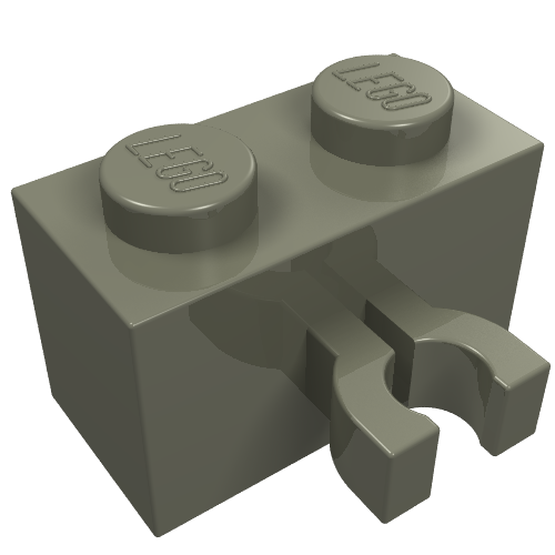 Brick, Modified 1 x 2 with Split U Clip Thick (Vertical Grip)