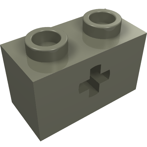 Technic Brick 1 x 2 with Axle Hole Type 1 [+ Opening] and Bottom Ridges