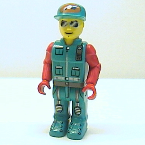 Juniors Minifig, Jack Stone, Dark Turquoise Jumpsuit, Red Arms and Hands