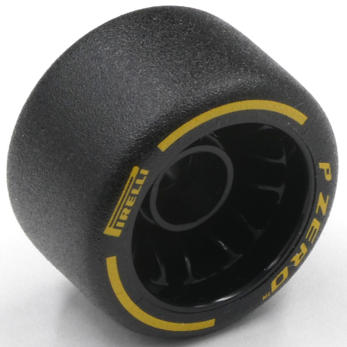 Wheel Rim 24 x 14.9 Wide with Black Slick Tyre with Yellow 'PIRELLI' print
