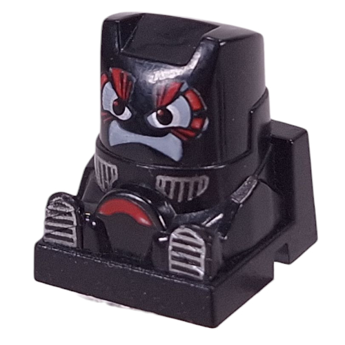 Racer Driver Head, Brick Special 2 x 2 Square, White Eyes, White Mouth, Red Steering Wheel (Warrior)