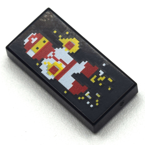 Tile 1 x 2 with Groove and Pixelated Ninja Print