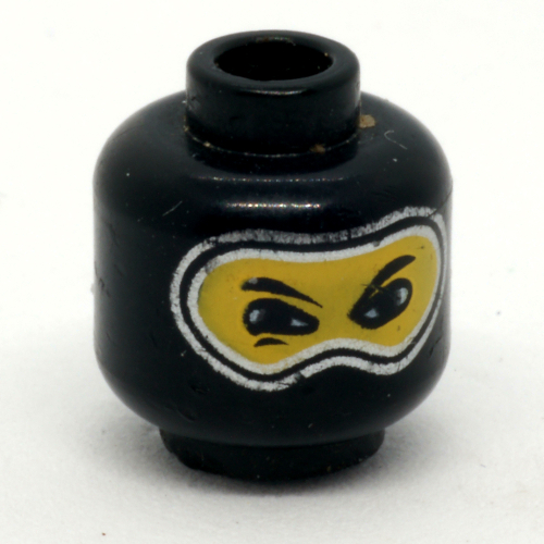 Minifig Head, Balaclava with Silver Trim, Nose Hump, Eye Whites Print [Blocked Open Stud]