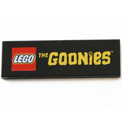 Tile 2 x 6 with LEGO Logo, Yellow "THE GOONIES' print
