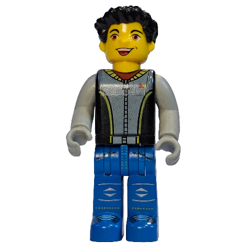 Juniors Midifig, Max, Black Torso, Light Gray Arms, Blue Legs