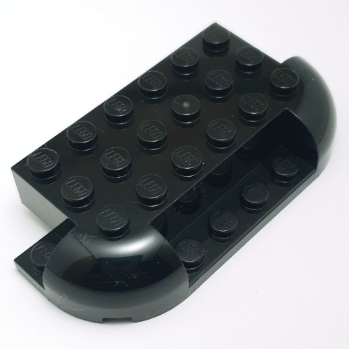 Brick Curved 4 x 8 with Rounded Ends, 1 x 4 Cutout in Front, 2x 1 x 2 cutouts in Back