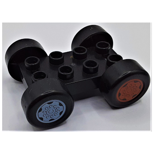 Duplo Car Base 2 x 4 with Black Tires and Dark Orange Sport and Light Bluish Gray Sport Wheels Print