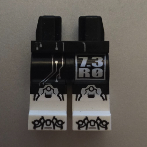 Hips with Black Legs and White Boots Pattern with Silver '7_3 RO', Circuitry print