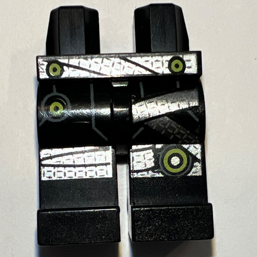 Image of part Hips and Black Legs with Silver Belt and Knee Wraps with Lime Circles Print