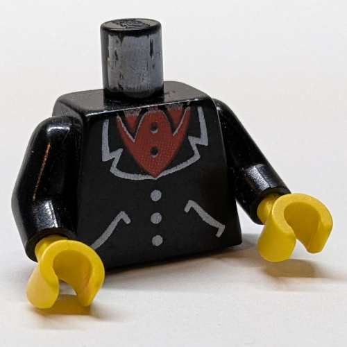 Torso, Suit and Red Shirt Print, Black Arms, Yellow Hands