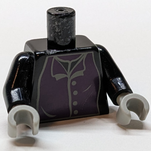 Torso, Vest, Purple with 4 Gray Buttons Print (Professor Snape), Black Arms, Light Gray Hands