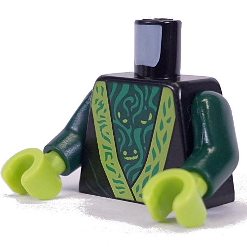 Torso, Robe, Lime Trim, Green Decorations, Dark Green Shirt Print, Dark Green Arms, Lime Hands
