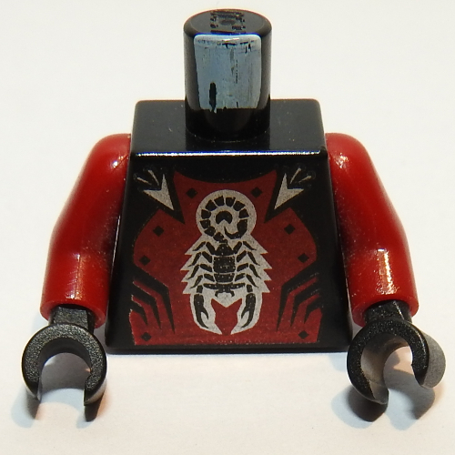 Torso Armor with Scorpion Print, Dark Red Arms, Black Hands
