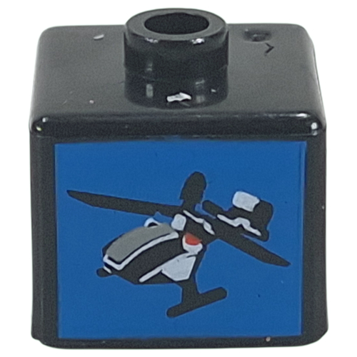 Pen Bead, Square with Helicopter on Blue Background print