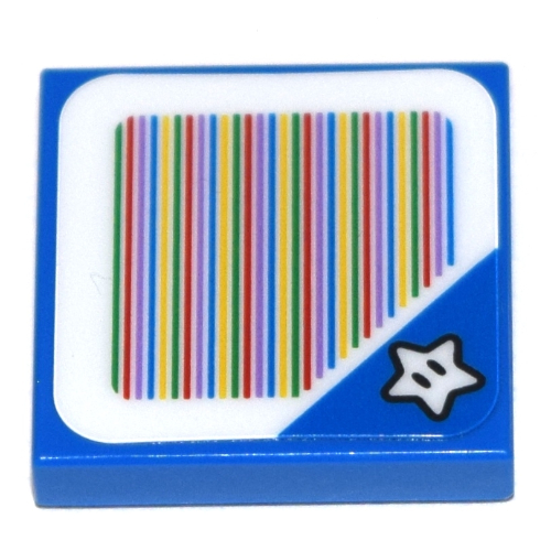 Tile 2 x 2 with Groove with Star and Barcode Print (Sticker)