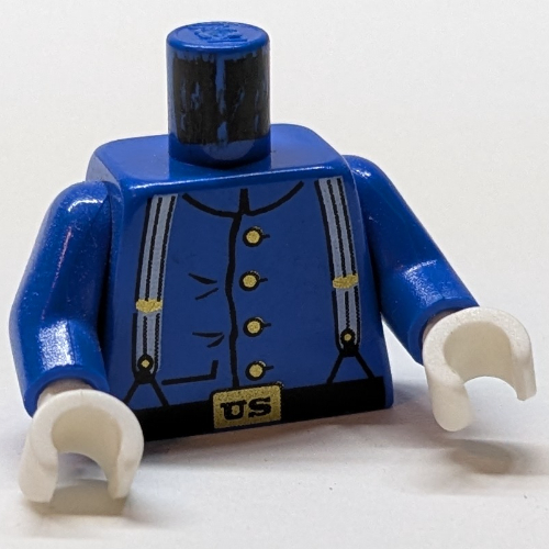 Torso Jacket, Cavalry Uniform, 4 Buttons, Suspenders Print, Blue Arms, White Hands