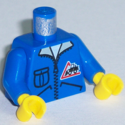 Torso Jacket with Bulldozer Logo, Zipper, Pocket Print (Lorry Driver), Blue Arms, Yellow Hands